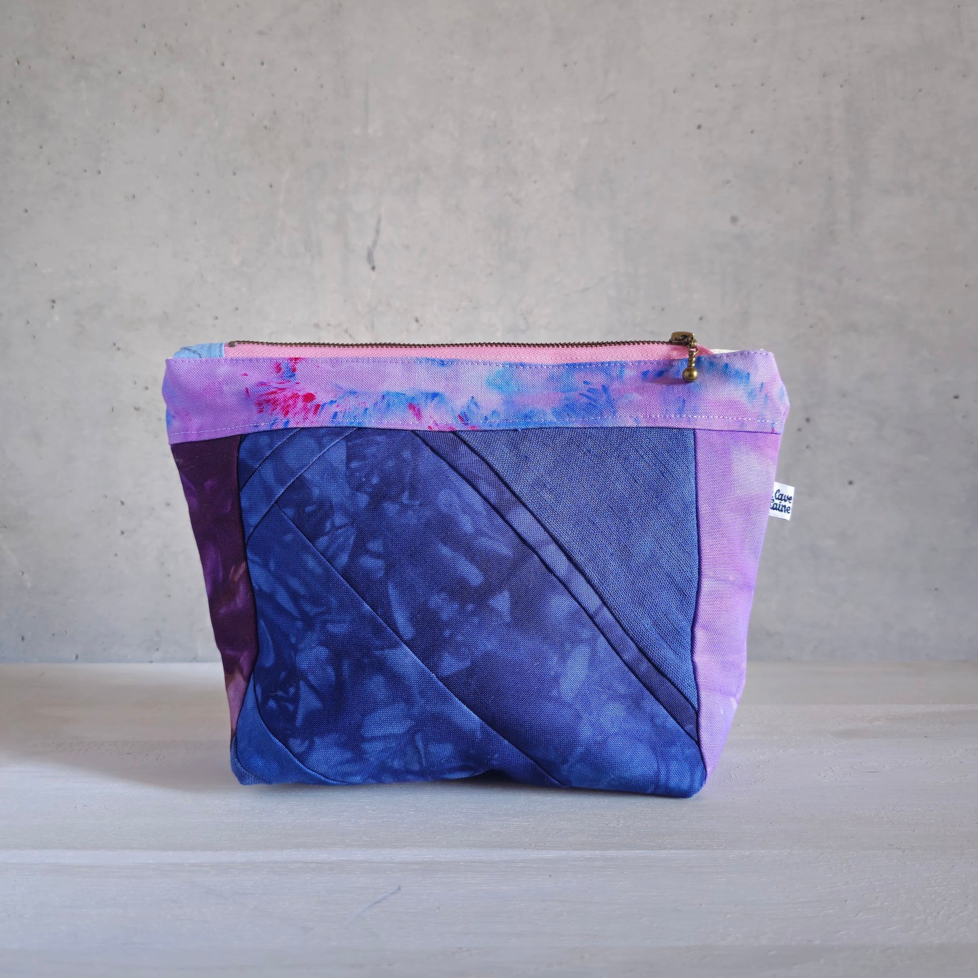 Patchwork Pouch Dama - Night Blue & Purple-La Cave à Laine