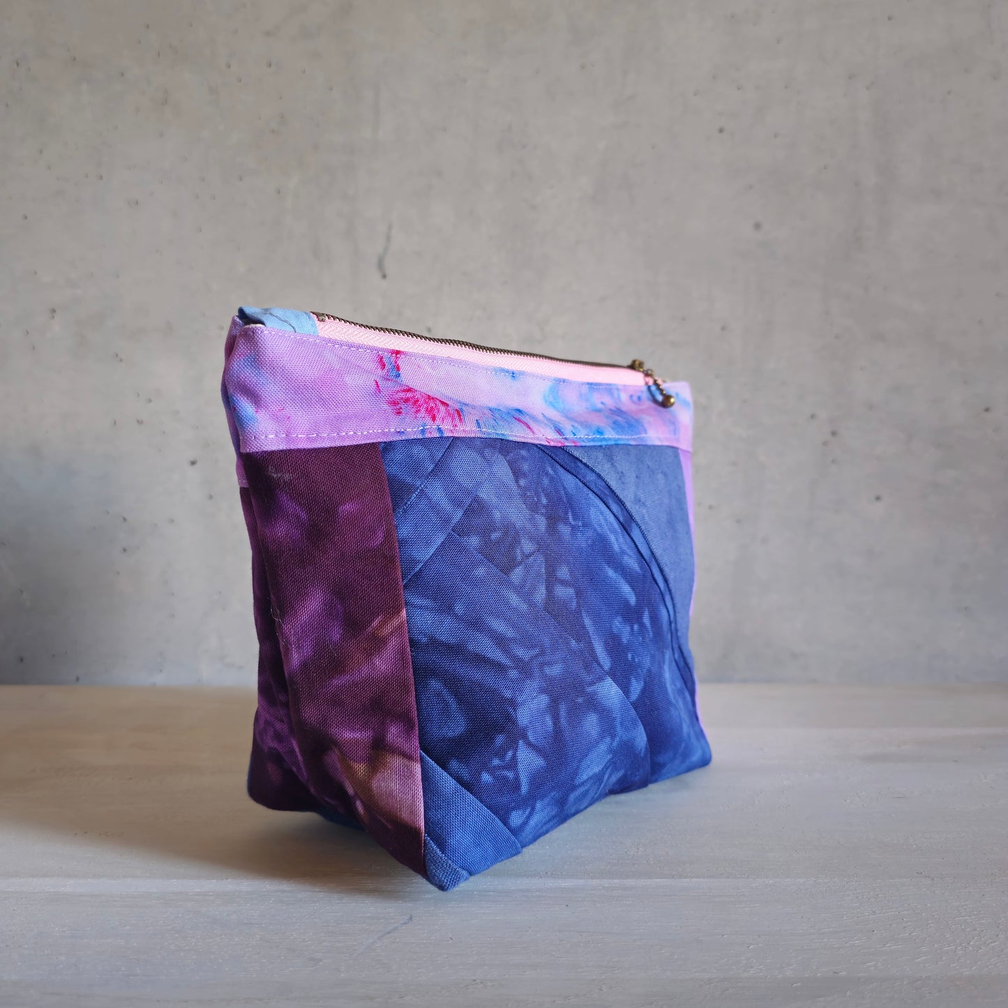 Patchwork Pouch Dama - Night Blue & Purple-La Cave à Laine