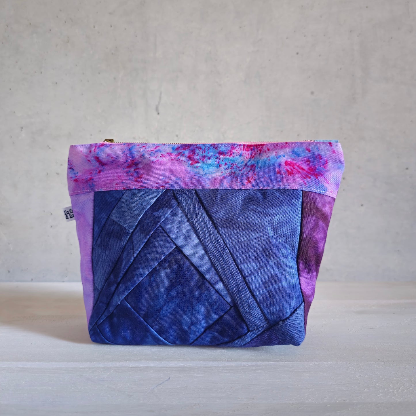 Patchwork Pouch Dama - Night Blue & Purple-La Cave à Laine