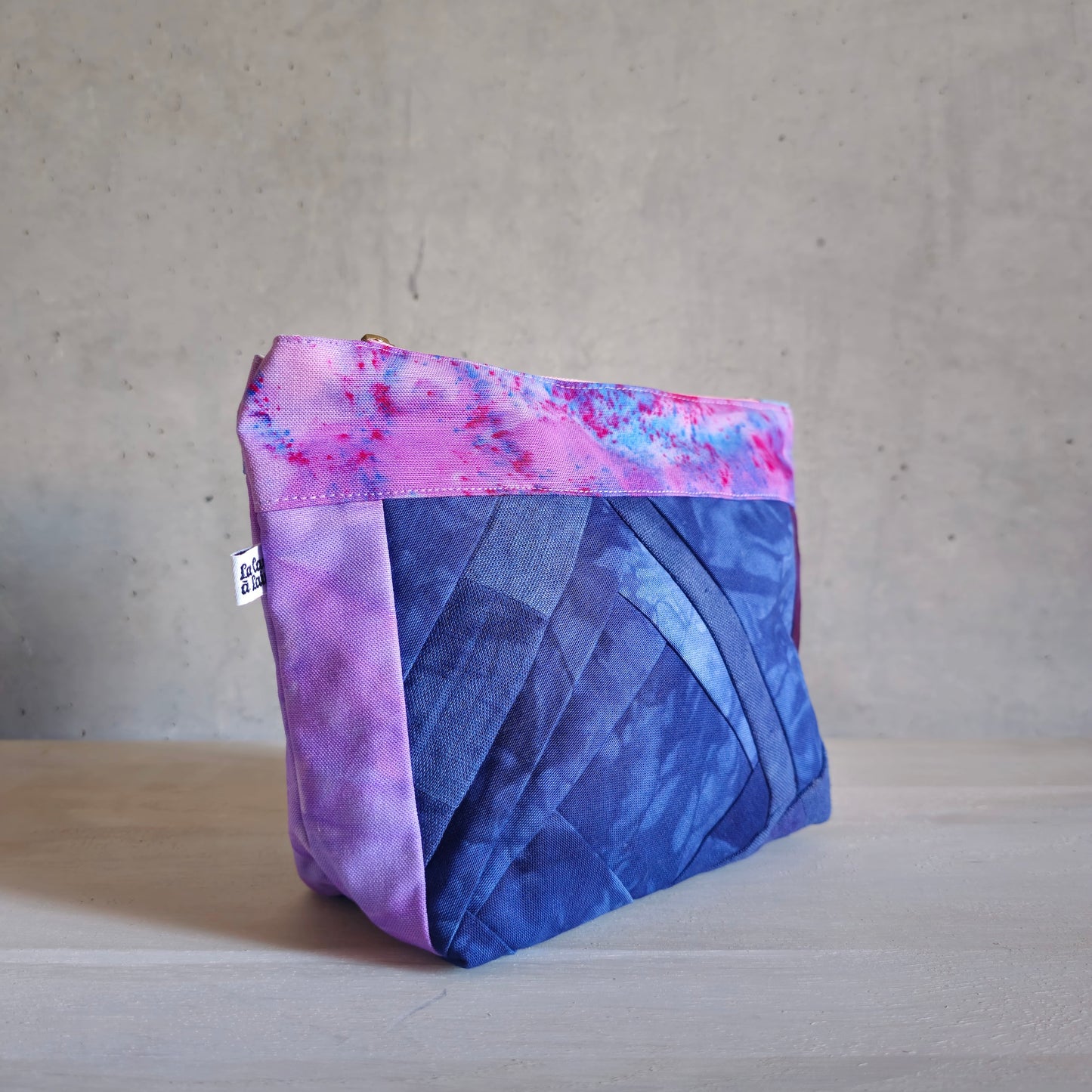 Patchwork Pouch Dama - Night Blue & Purple-La Cave à Laine