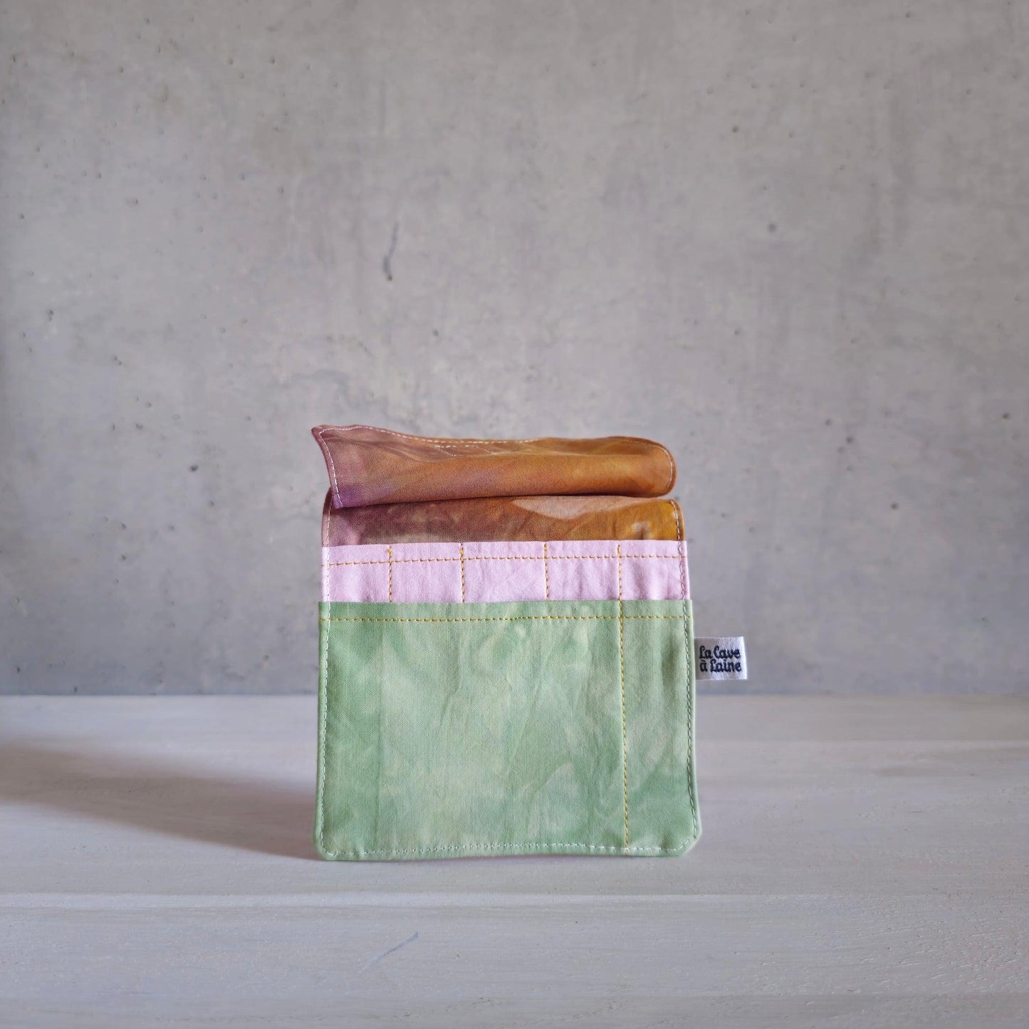 Travel Pouch - Pink & Light Green-La Cave à Laine