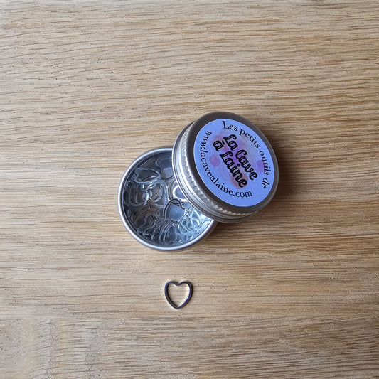 30 Stitch Markers - Heart Silver Small-La Cave à Laine