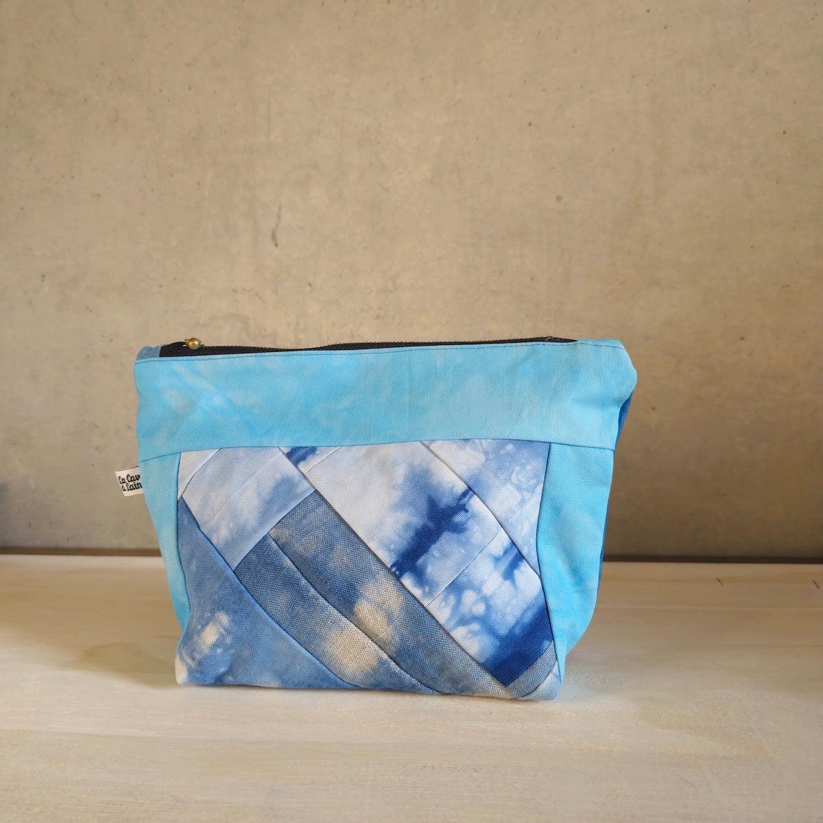 Patchwork Pouch Dama - Ocean Blue-La Cave à Laine