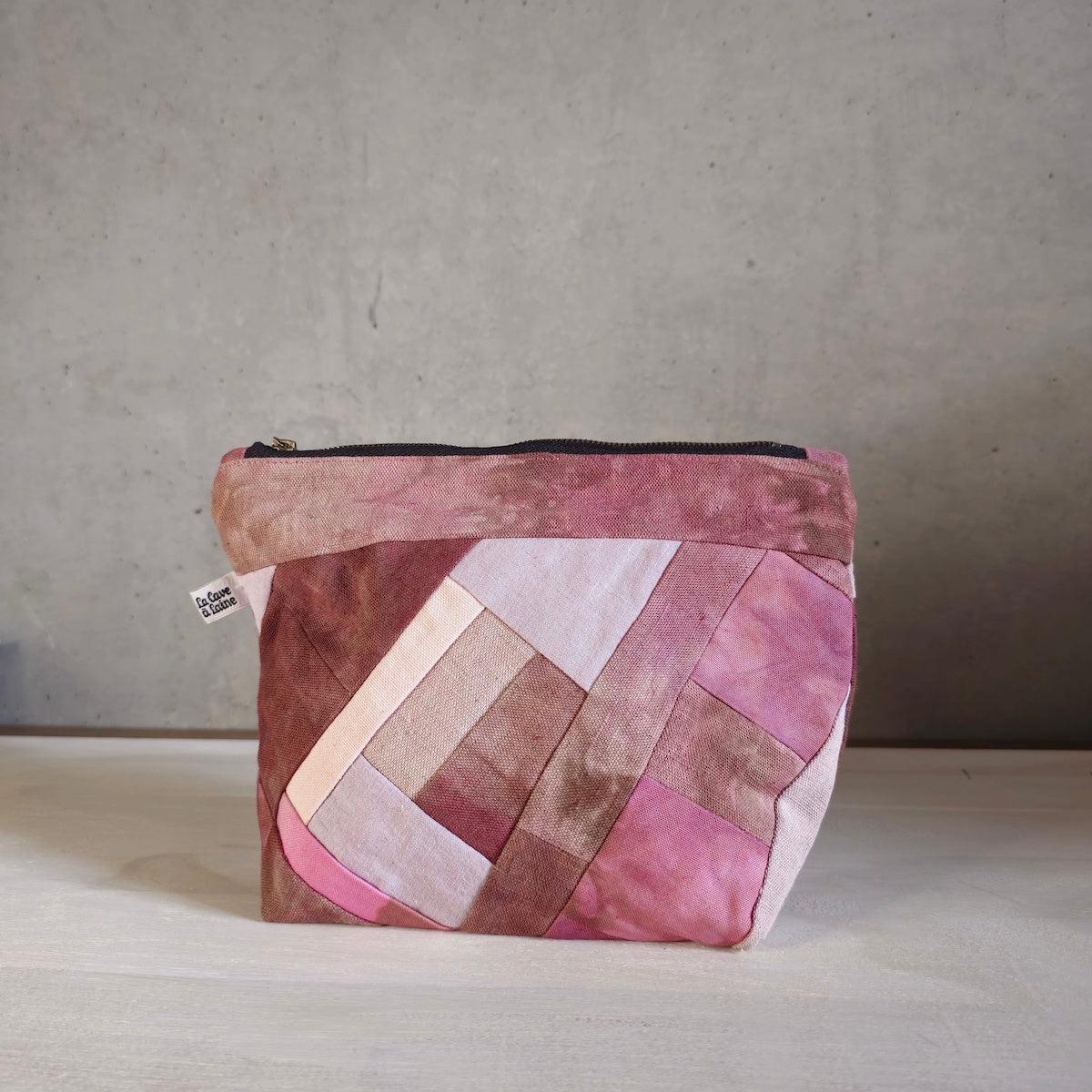 Patchwork Pouch Dama - Brown & Pink-La Cave à Laine