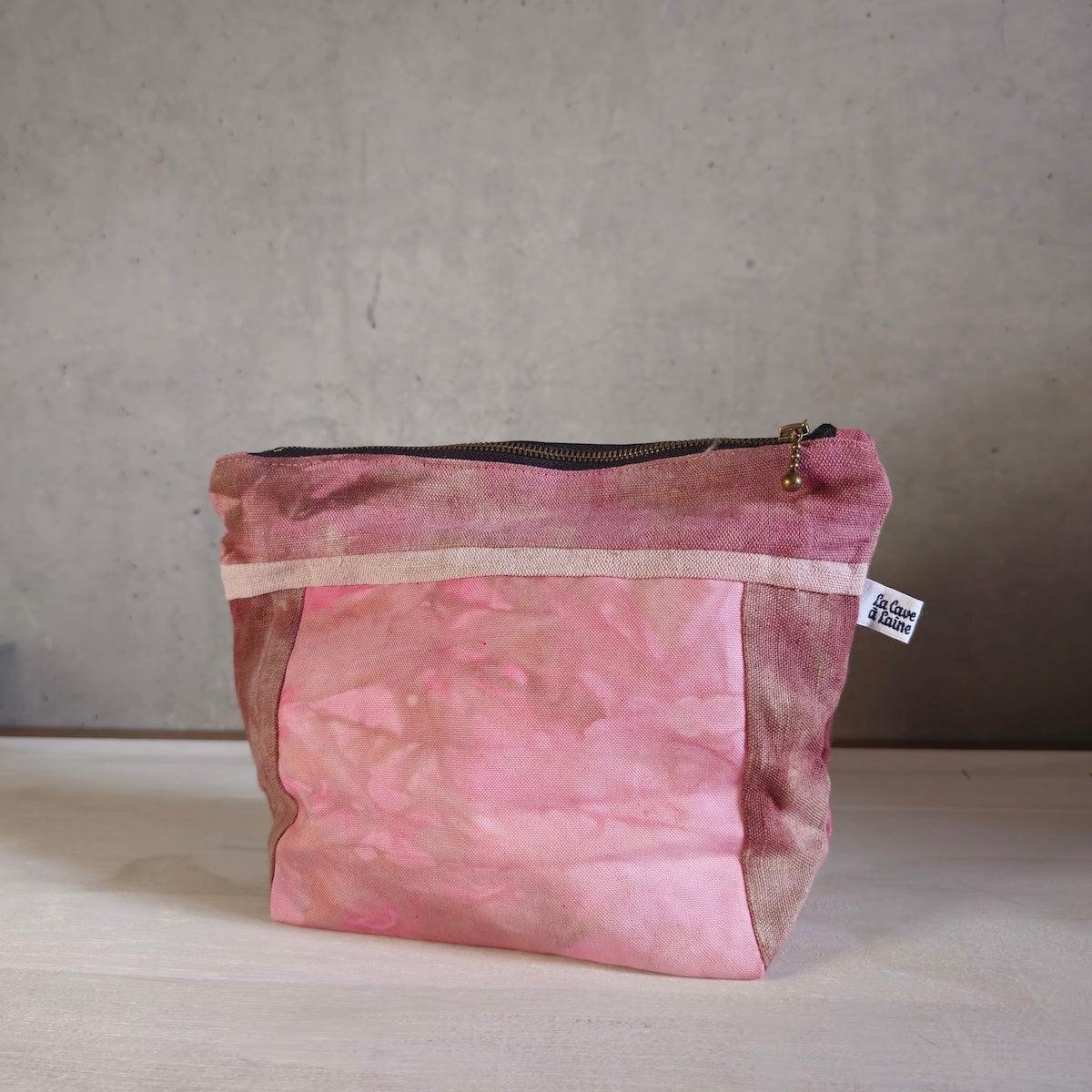 Patchwork Pouch Dama - Brown & Pink-La Cave à Laine