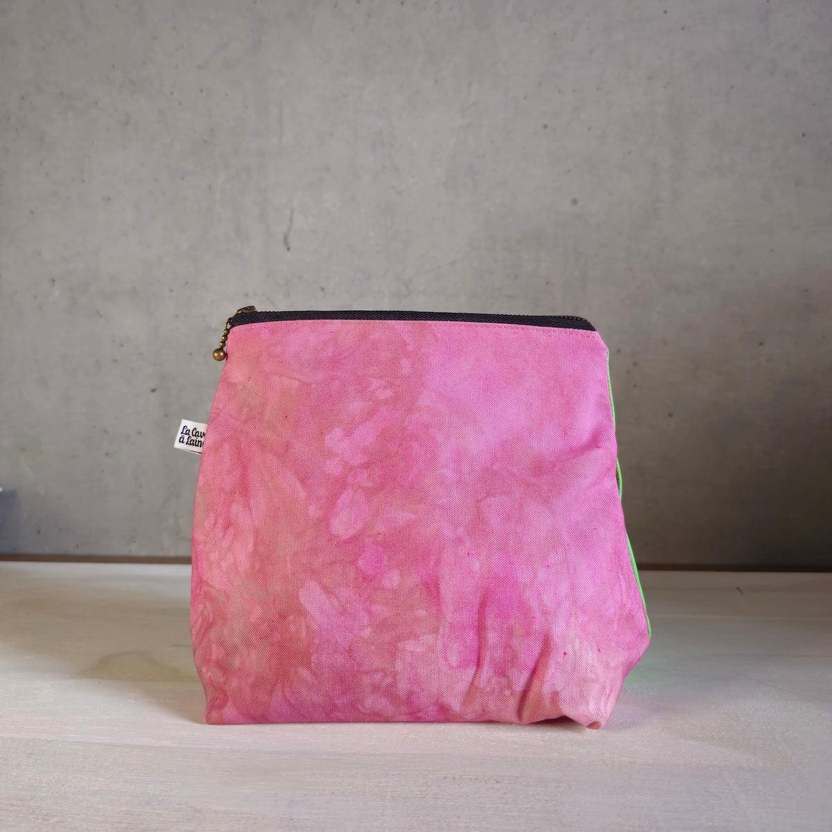 Zip Bag S - Pink & Green-La Cave à Laine