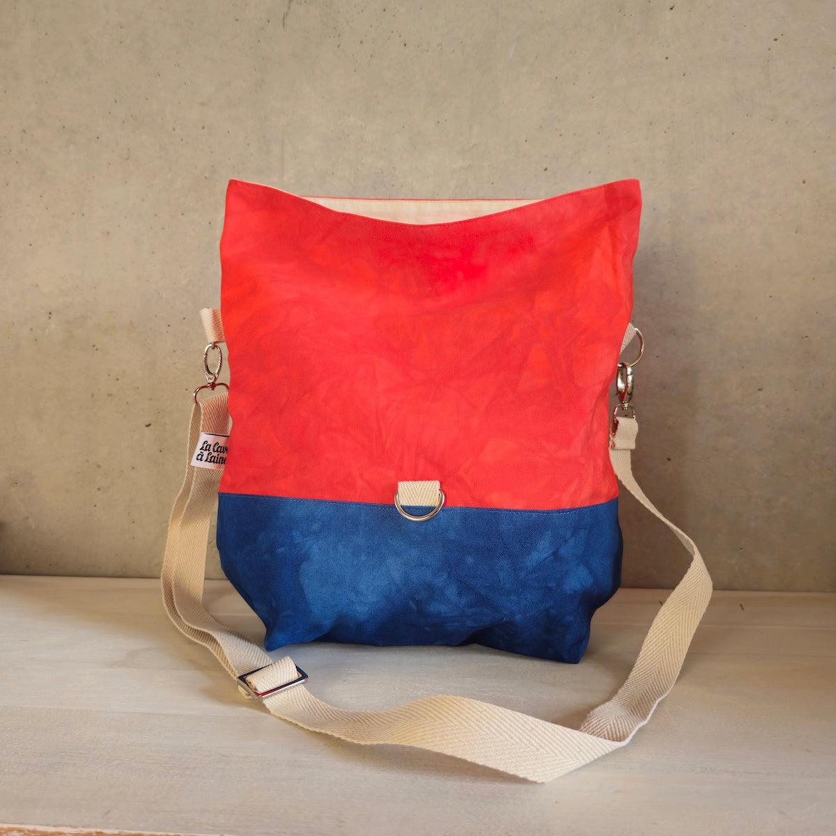 Cannolo Handbag Large- Hand-dyed Red & Blue-La Cave à Laine