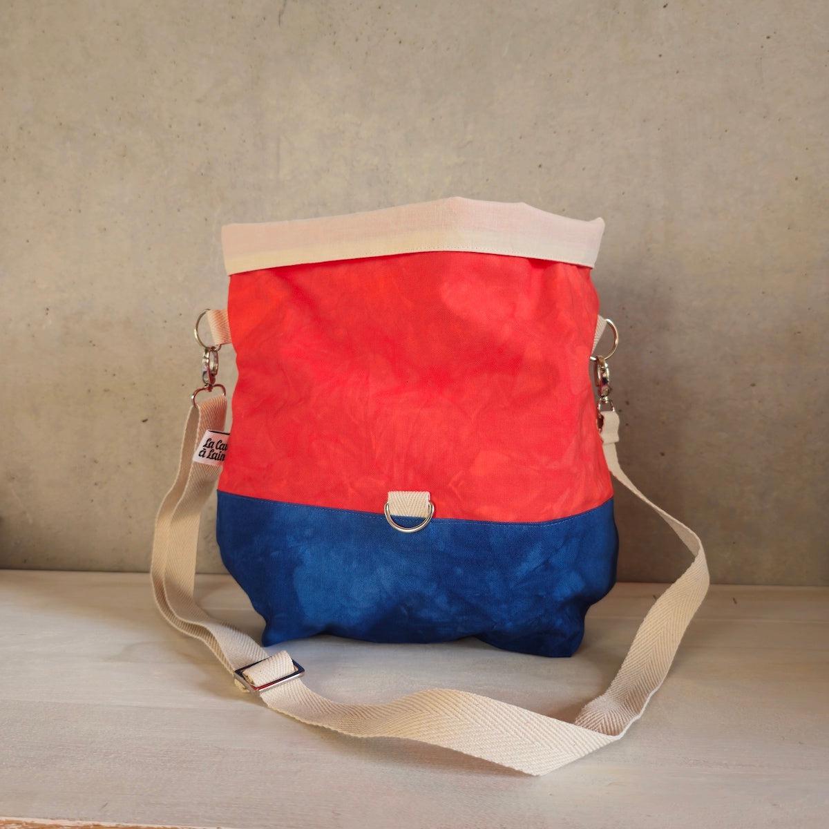 Cannolo Handbag Large- Hand-dyed Red & Blue-La Cave à Laine