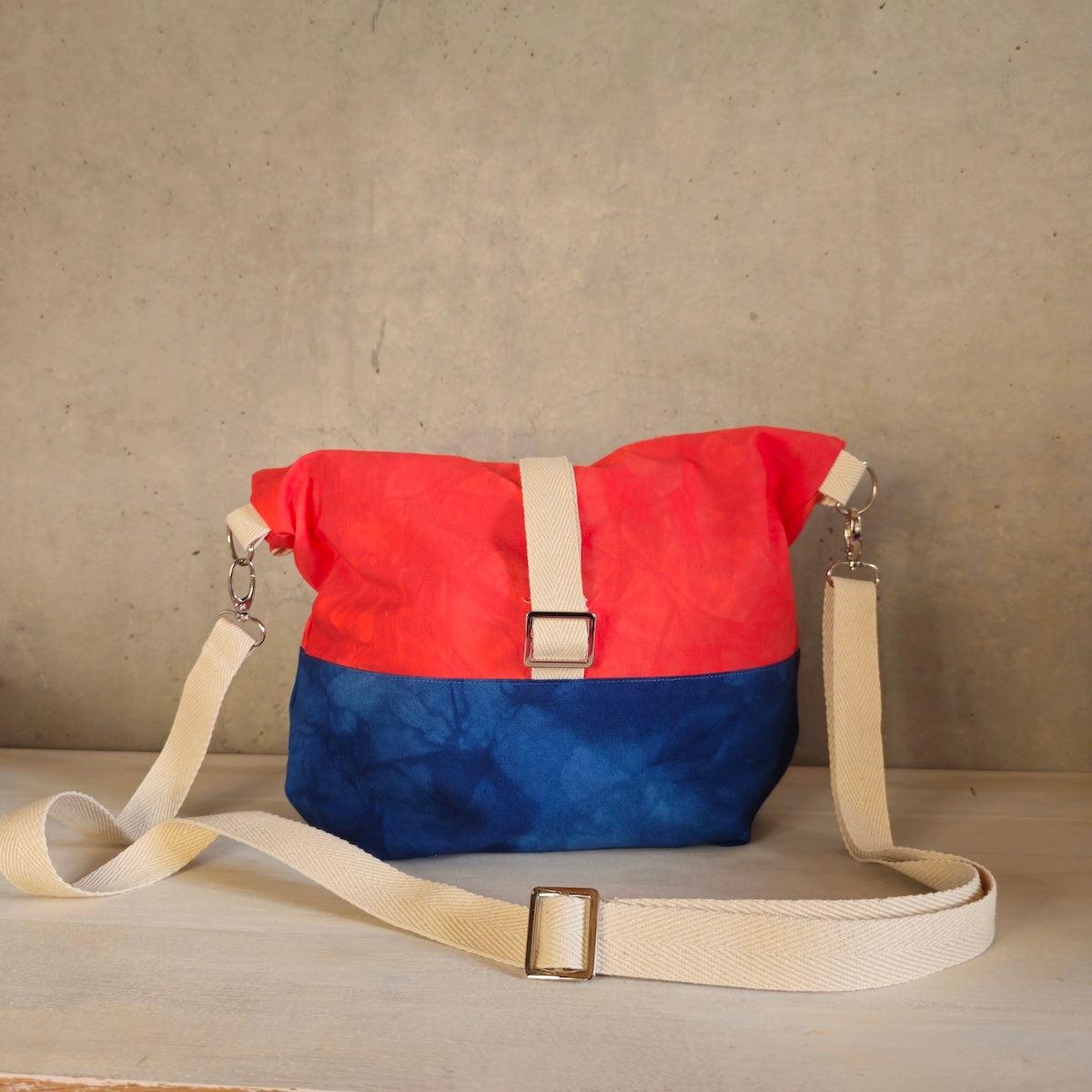 Cannolo Handbag Large- Hand-dyed Red & Blue-La Cave à Laine