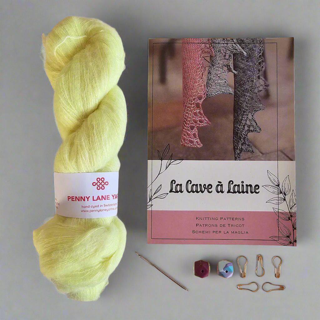 Knitting Kit - Penny Lane Suri & Silk Blank Space Scarf - Limoncello-La Cave à Laine