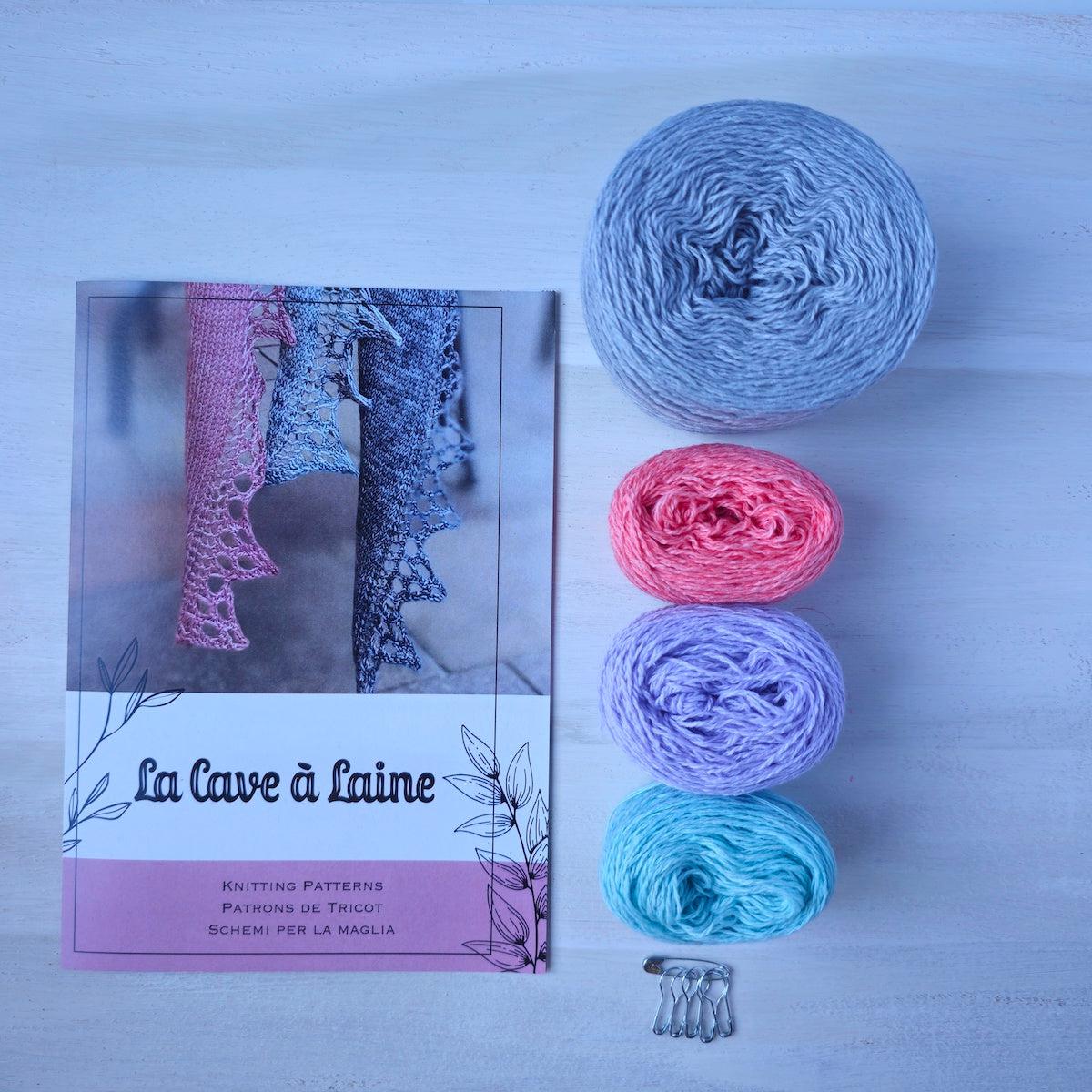 Knitting Kit - Merino & Cotton - Tavolozza Shawl - Mermaid-La Cave à Laine